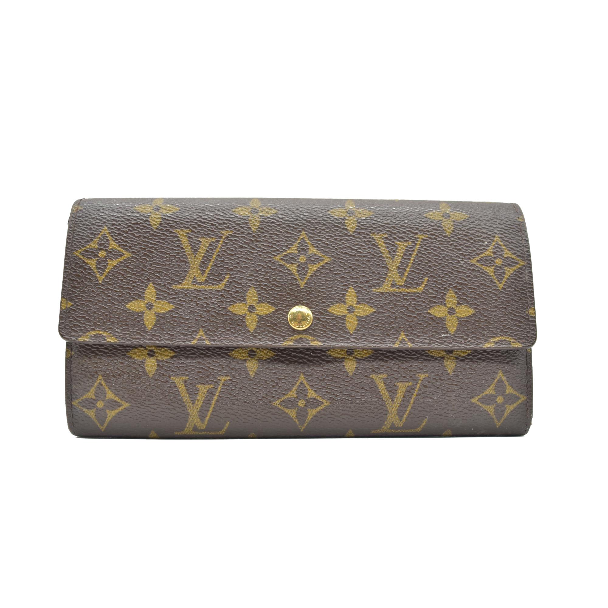 $775 Louis Vuitton Monogram Portefeiulle Sarah Long Bifold Wallet Brown CONSIGNMENT