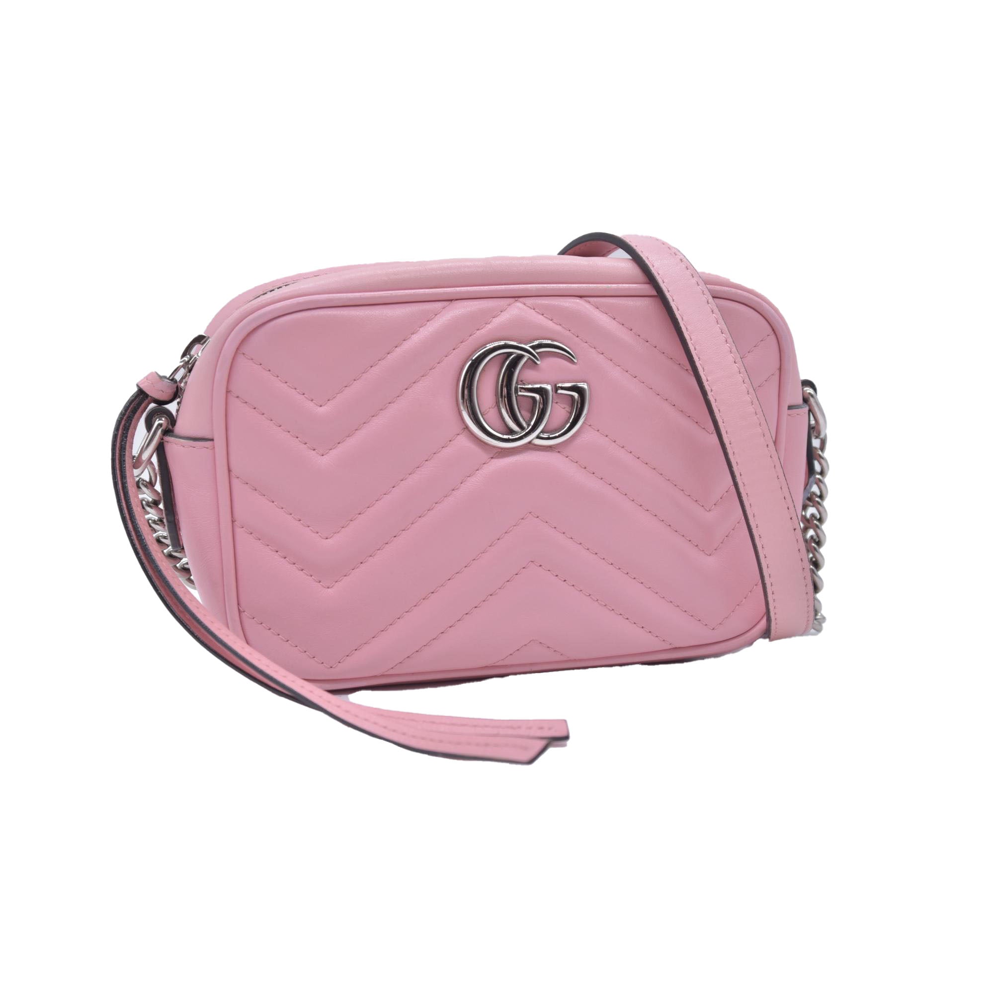 $1800 Gucci Mini Marmont Perfect Pink Camera Bag Crossbody CONSIGNMENT