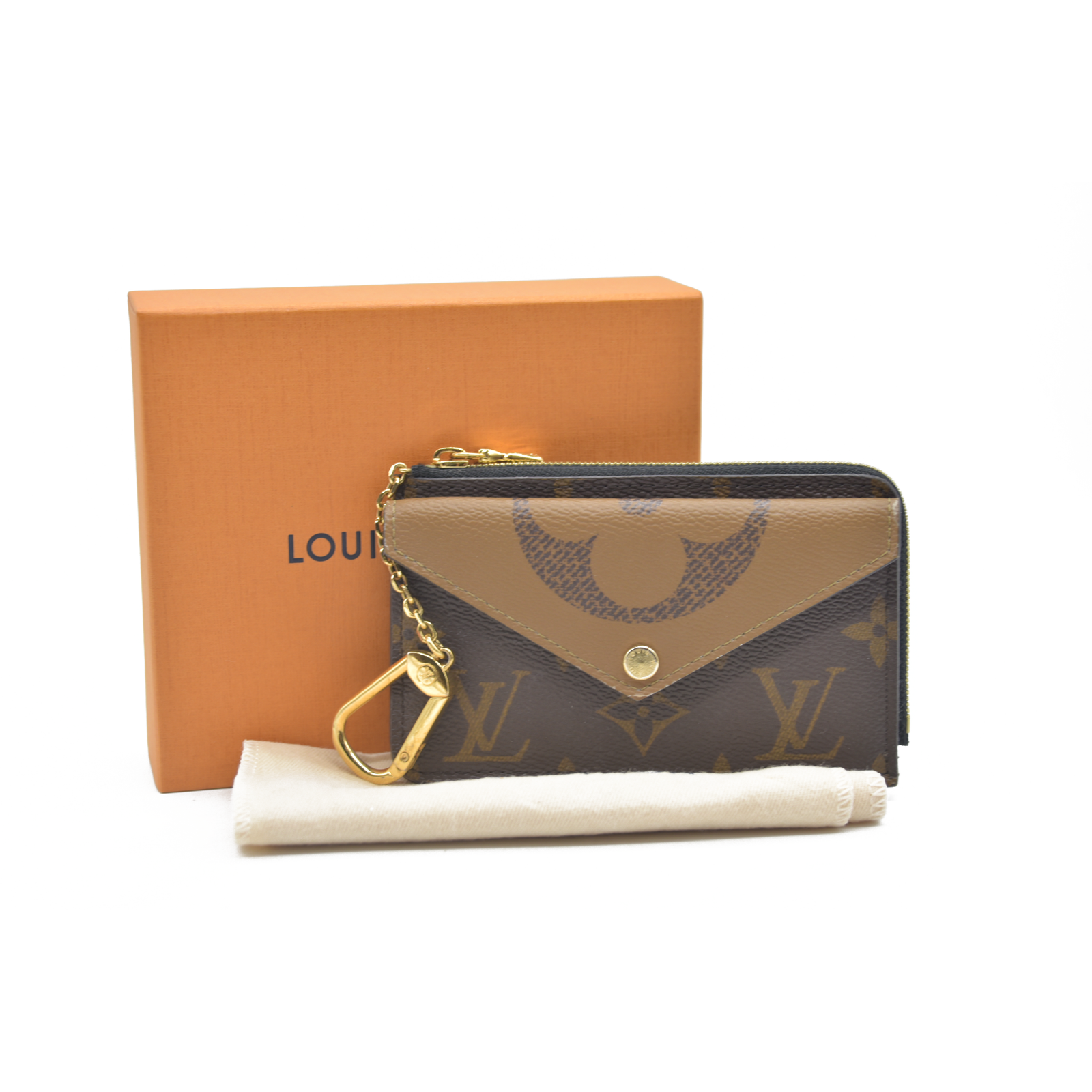 $700 Louis Vuitton  Reverse Monogram Recto Verso Card Holder Brown RFID