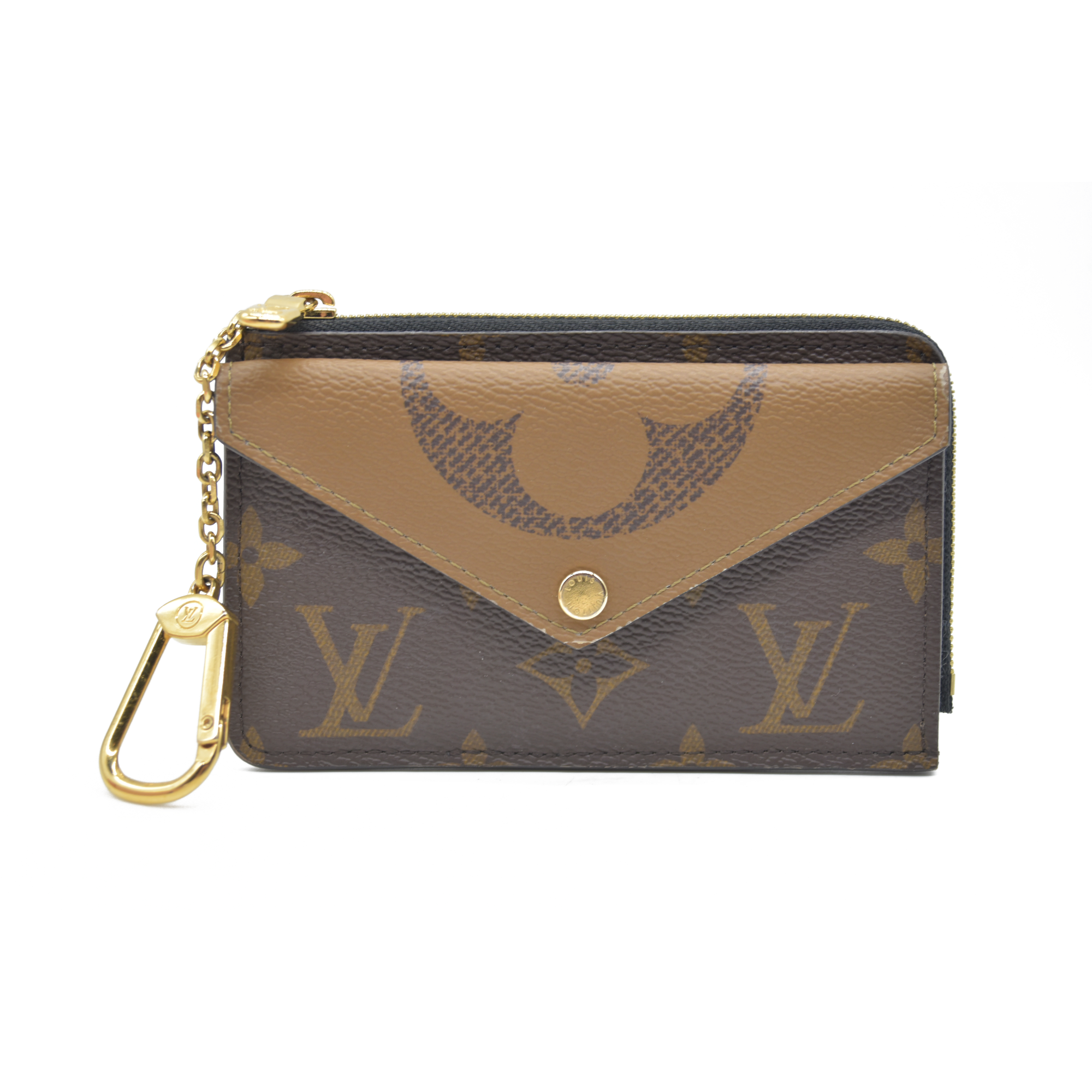 $700 Louis Vuitton  Reverse Monogram Recto Verso Card Holder Brown RFID