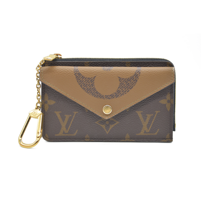 $700 Louis Vuitton  Reverse Monogram Recto Verso Card Holder Brown RFID