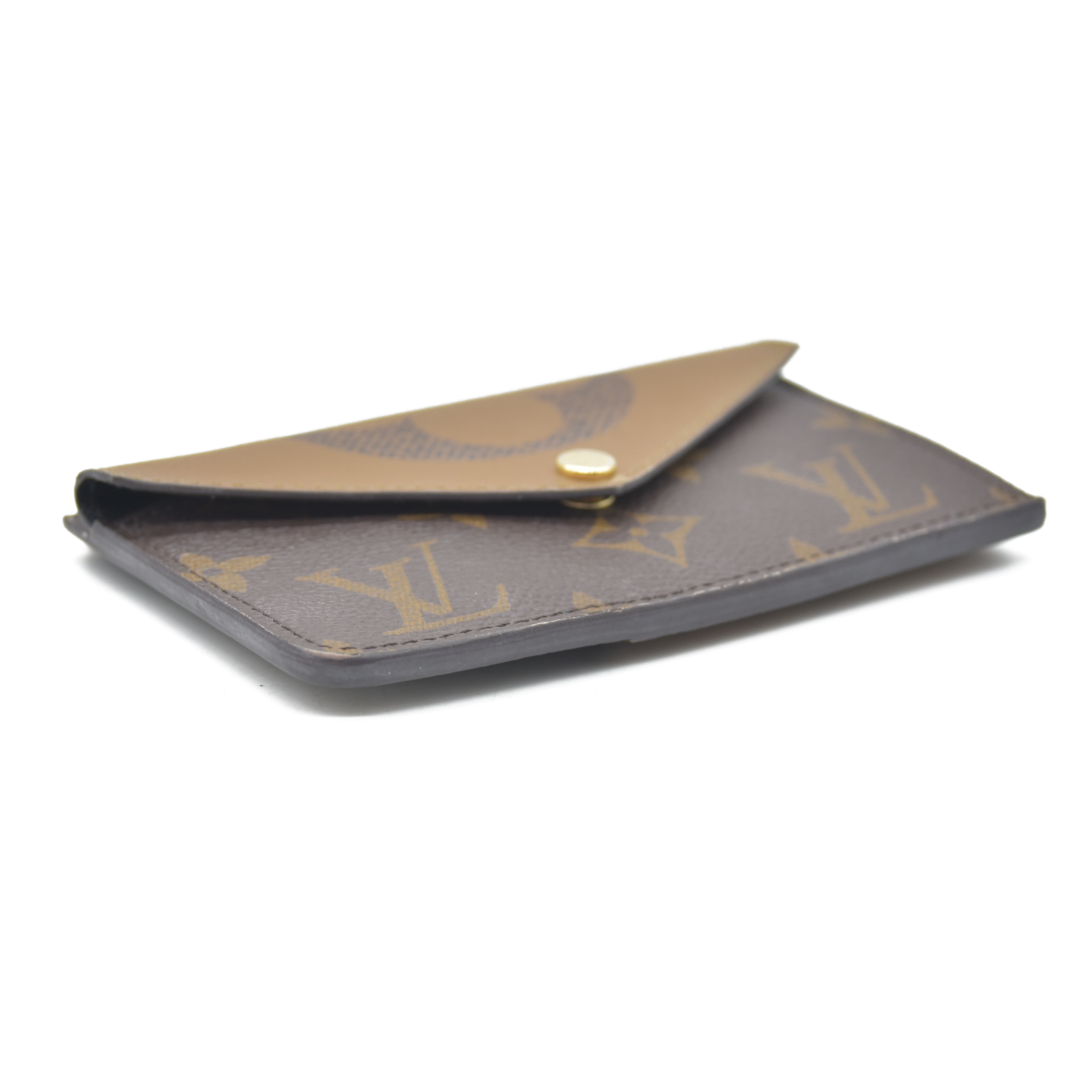 $700 Louis Vuitton  Reverse Monogram Recto Verso Card Holder Brown RFID