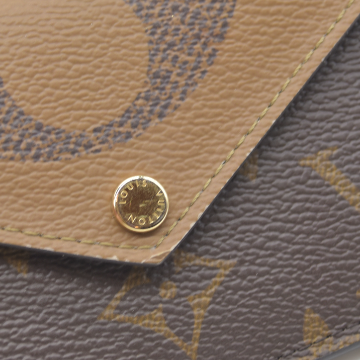 $700 Louis Vuitton  Reverse Monogram Recto Verso Card Holder Brown RFID