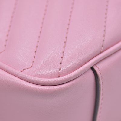 $2850 Gucci Calfskin Matelasse Small GG Marmont Shoulder Bag Wild Rose CONSIGNMENT 10021307