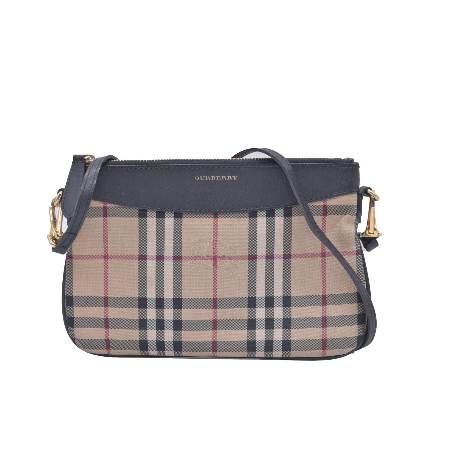 Burberry Horseferry Check Peyton Crossbody Clutch Bag Black CONSIGNMENT