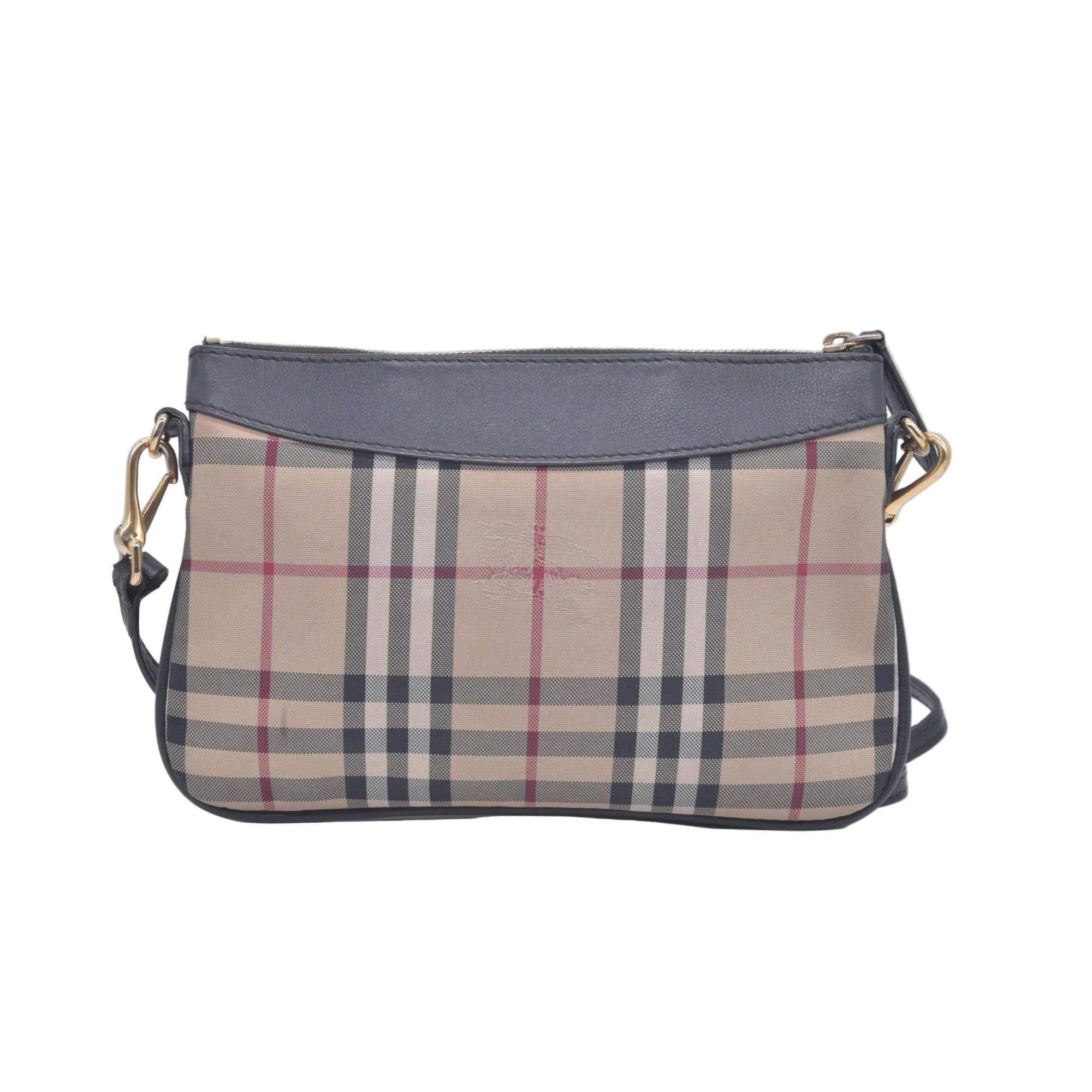 Burberry Horseferry Check Peyton Crossbody Clutch Bag Black CONSIGNMENT
