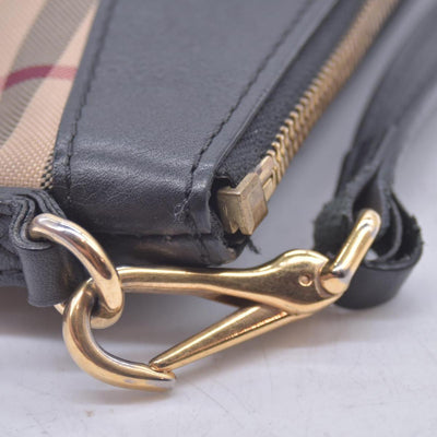 Burberry Horseferry Check Peyton Crossbody Clutch Bag Black CONSIGNMENT