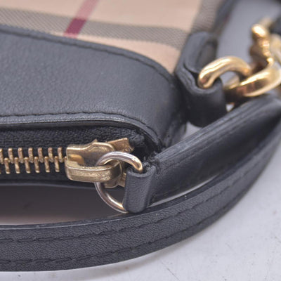 Burberry Horseferry Check Peyton Crossbody Clutch Bag Black CONSIGNMENT
