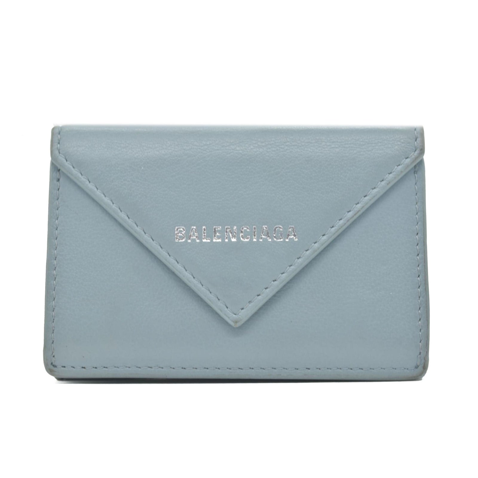 Balenciaga Leather Compact Wallet Blue CONSIGNMENT
