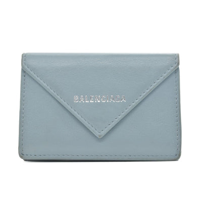 Balenciaga Leather Compact Wallet Blue CONSIGNMENT
