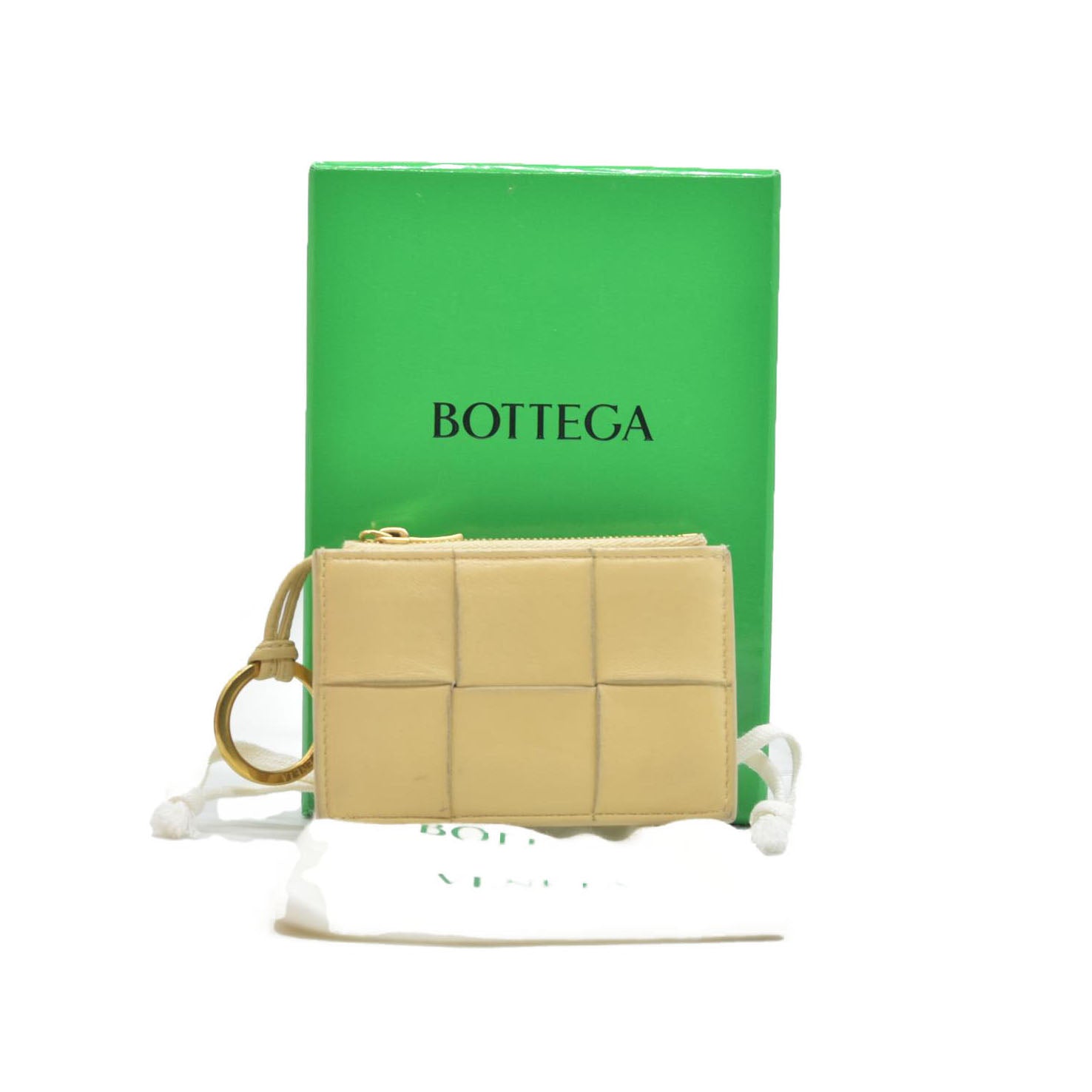 $650 Bottega Veneta Cassette Key Pouch Beige CONSIGNMENT