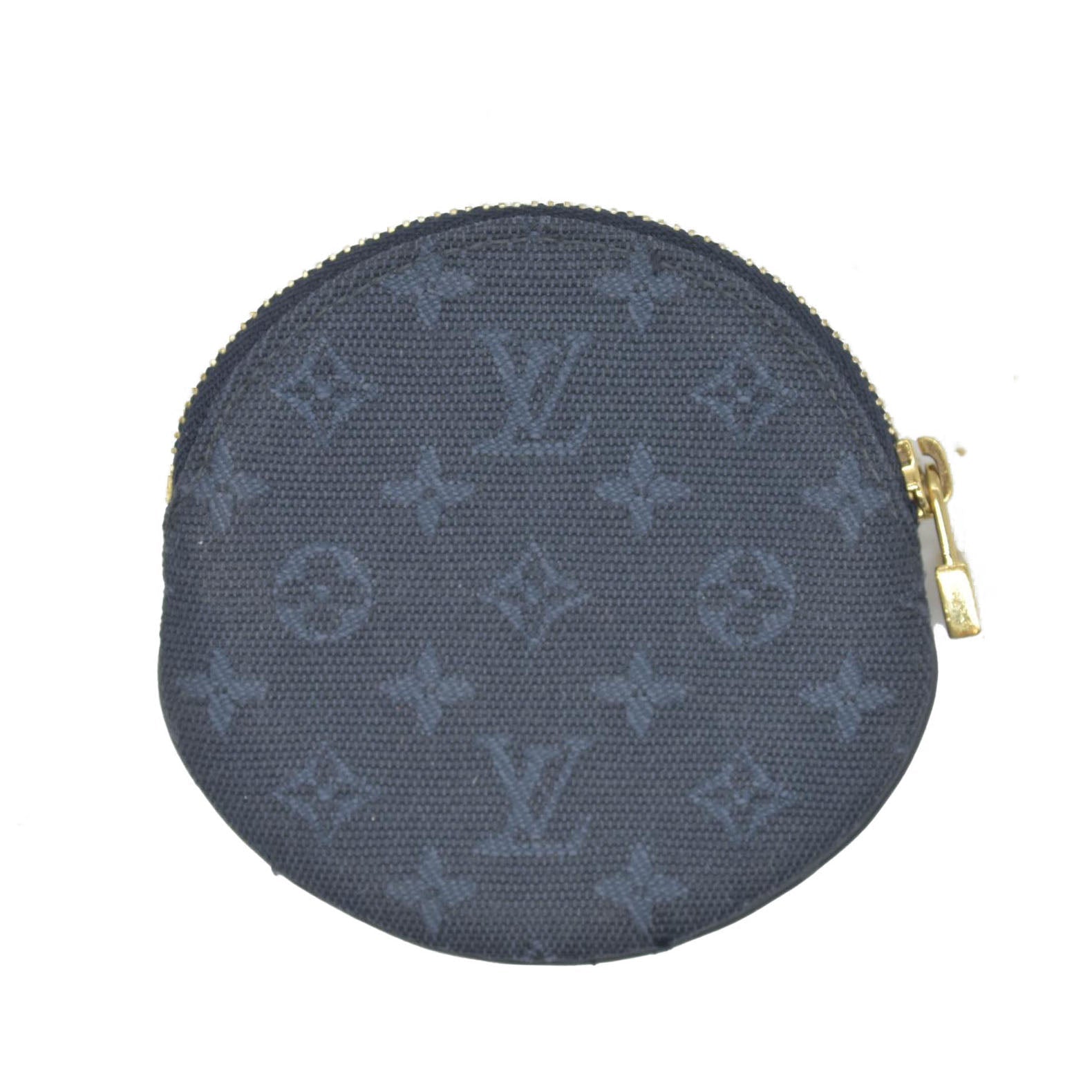 LOUIS VUITTON Round Coin Mini Lin Zippy Wallet Dark Blue CONSIGNMENT