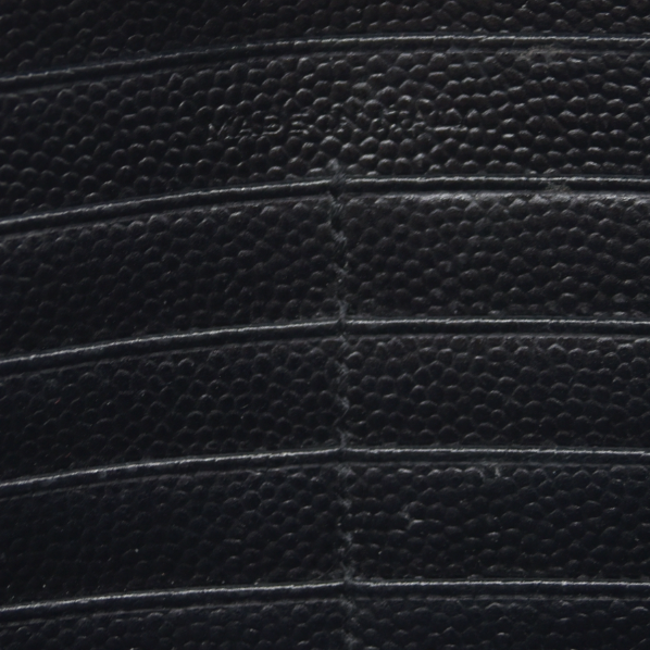 $1600 Saint Laurent Grain De Poudre Matelasse Chevron Monogram Envelope Chain Wallet Black CONSIGNMENT