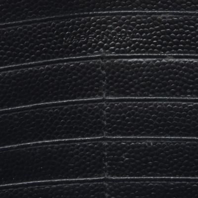 $1600 Saint Laurent Grain De Poudre Matelasse Chevron Monogram Envelope Chain Wallet Black CONSIGNMENT