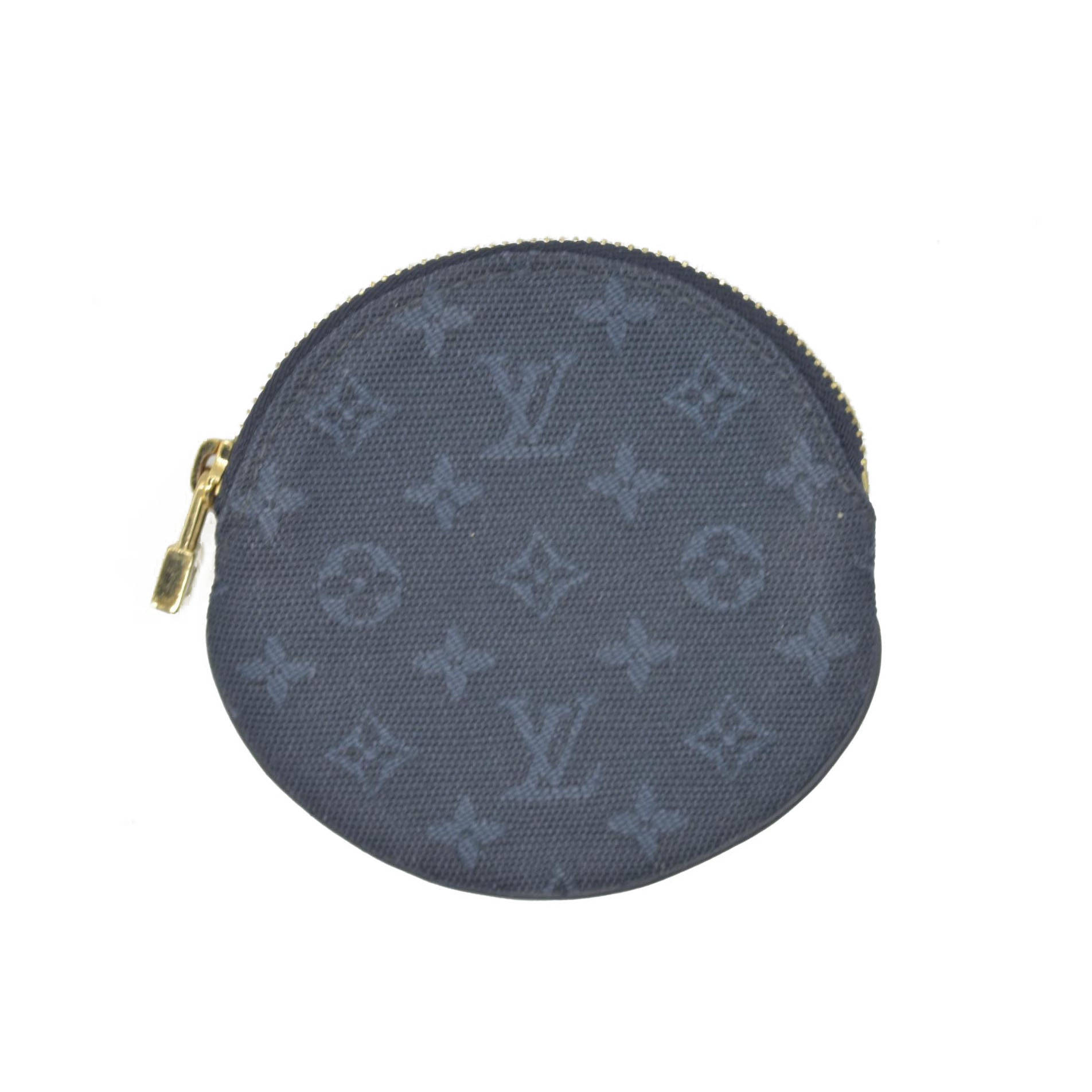 LOUIS VUITTON Round Coin Mini Lin Zippy Wallet Dark Blue CONSIGNMENT