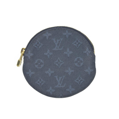 LOUIS VUITTON Round Coin Mini Lin Zippy Wallet Dark Blue CONSIGNMENT