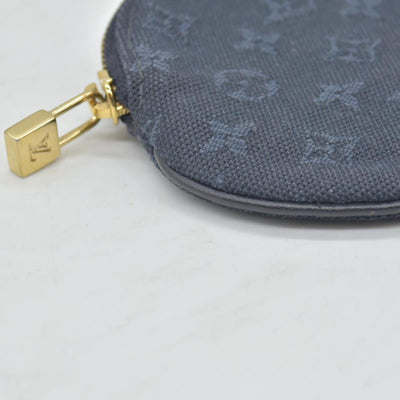 LOUIS VUITTON Round Coin Mini Lin Zippy Wallet Dark Blue CONSIGNMENT