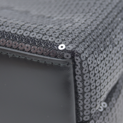 $2100 Prada Sequin Rete Paillettes Small Tote Bag Black