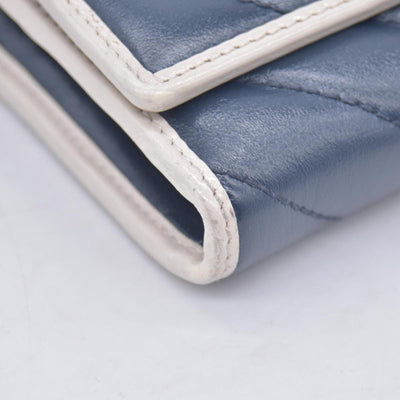 Gucci Vintage Effect Calfskin matelasse Diagonal Torchon GG Marmont Continental Clutch Wallet Blue Agata Mystic White CONSIGNMENT