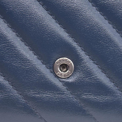 Gucci Vintage Effect Calfskin matelasse Diagonal Torchon GG Marmont Continental Clutch Wallet Blue Agata Mystic White CONSIGNMENT