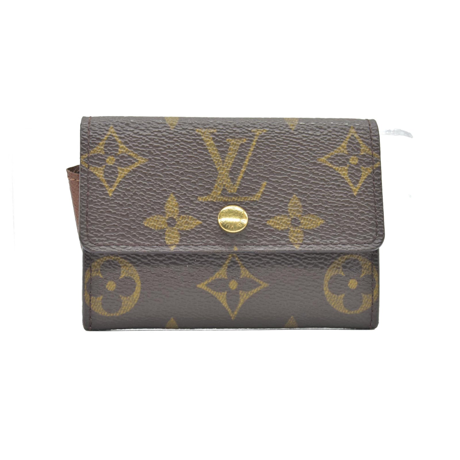 Louis Vuitton Monogram Porte Monnaie Plat Coin Purse Wallet Brown CONSIGNMENT