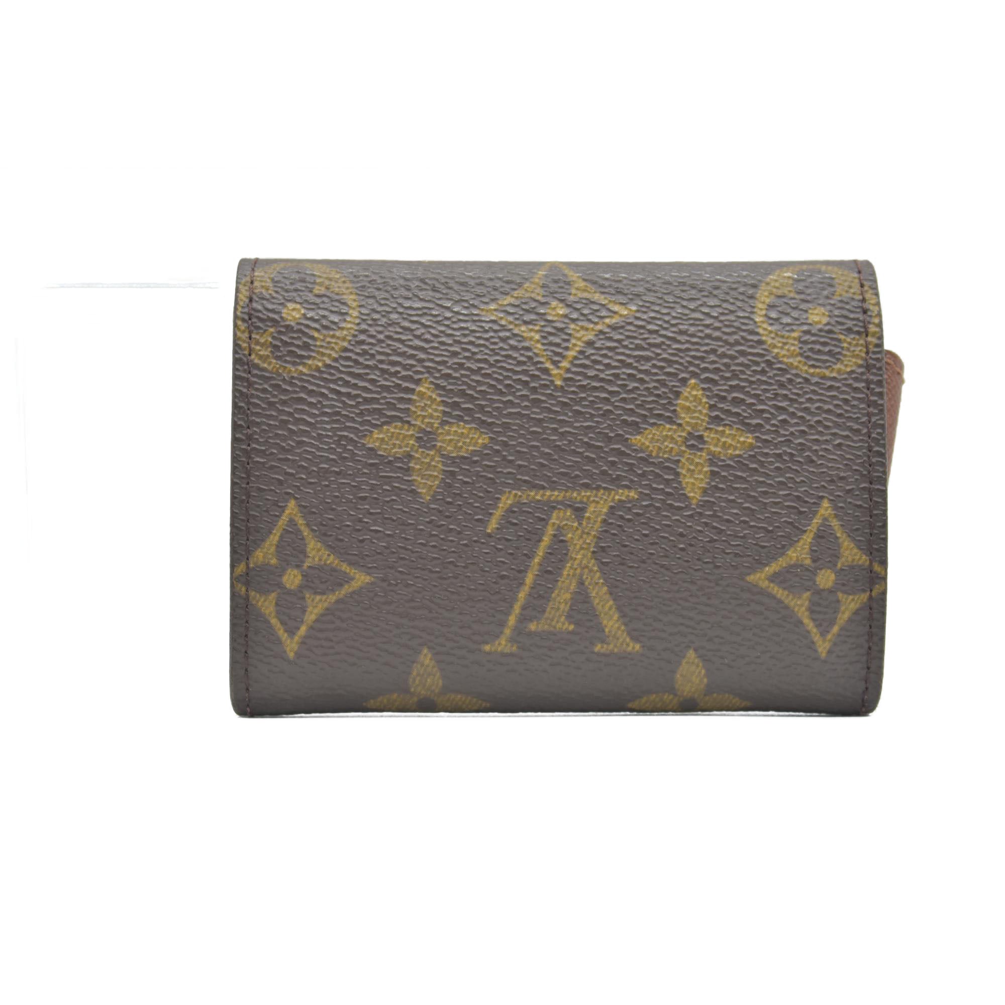 Louis Vuitton Monogram Porte Monnaie Plat Coin Purse Wallet Brown CONSIGNMENT