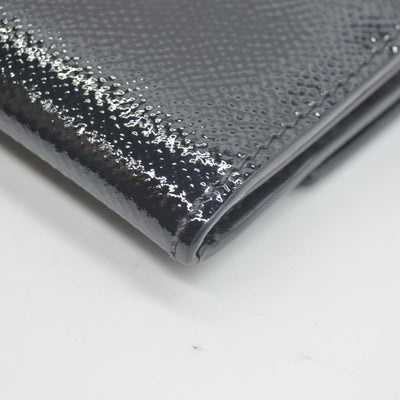 $620 Burberry Grainy Calfskin Patent Black Leather Porter Continental Wallet Black CONSIGNMENT