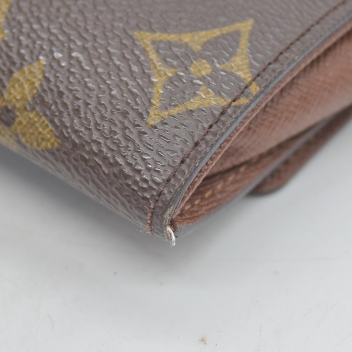 Louis Vuitton Monogram Porte Monnaie Plat Coin Purse Wallet Brown CONSIGNMENT