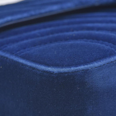 $2850 Gucci Velvet Matelasse Small GG Marmont Shoulder Bag Cobalt Blue CONSIGNMENT