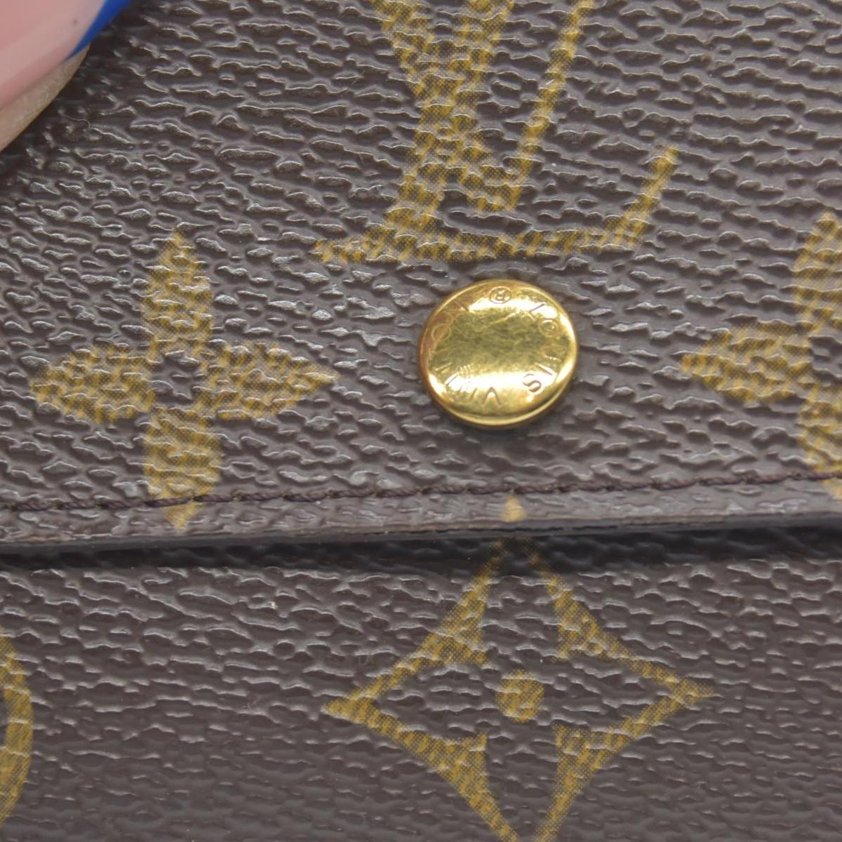 Louis Vuitton Monogram Porte Monnaie Plat Coin Purse Wallet Brown CONSIGNMENT