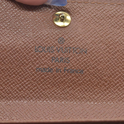 Louis Vuitton Monogram Porte Monnaie Plat Coin Purse Wallet Brown CONSIGNMENT
