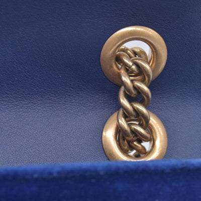 $2850 Gucci Velvet Matelasse Small GG Marmont Shoulder Bag Cobalt Blue CONSIGNMENT