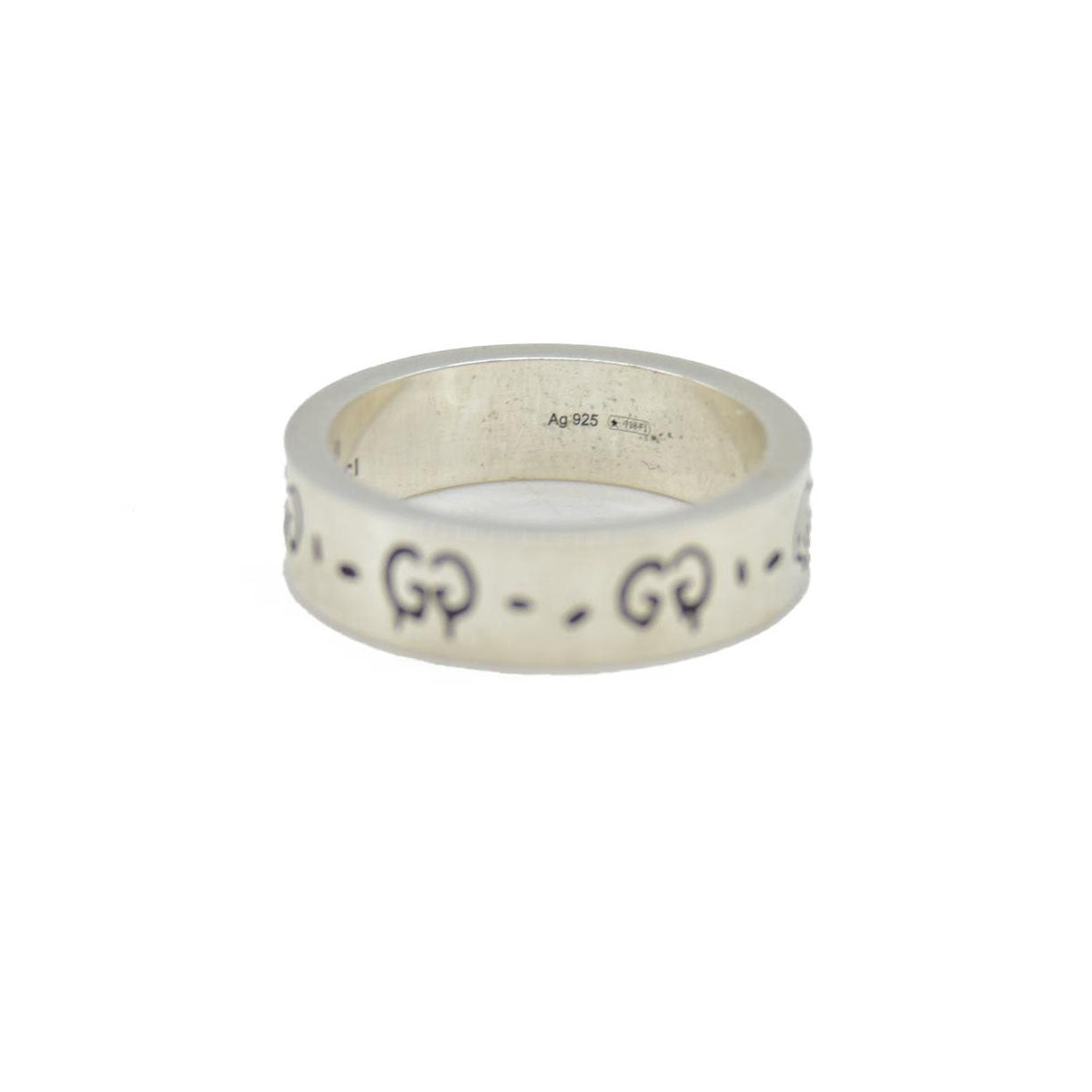 Gucci Sterling Silver Narrow GucciGhost Hamlet Skull Ring 19 CONSIGNMENT