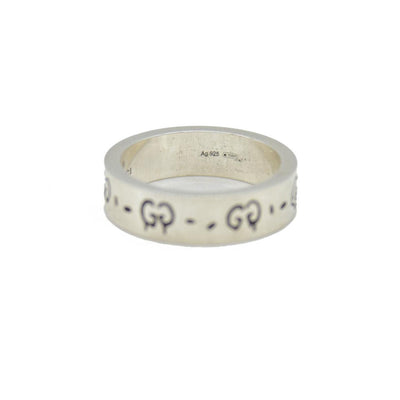 Gucci Sterling Silver Narrow GucciGhost Hamlet Skull Ring 19 CONSIGNMENT