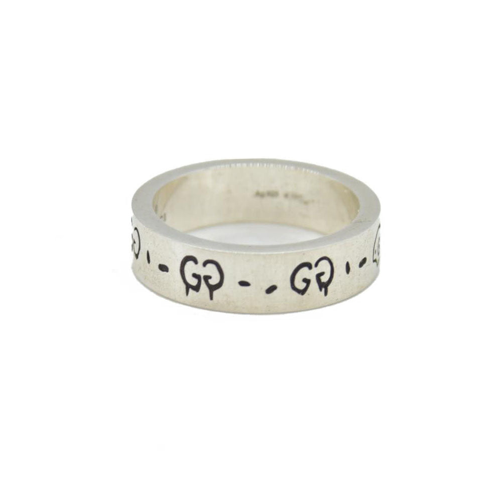 Gucci Sterling Silver Narrow GucciGhost Hamlet Skull Ring 19 CONSIGNMENT