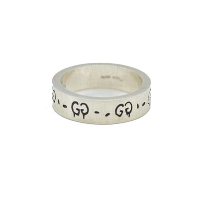 Gucci Sterling Silver Narrow GucciGhost Hamlet Skull Ring 19 CONSIGNMENT