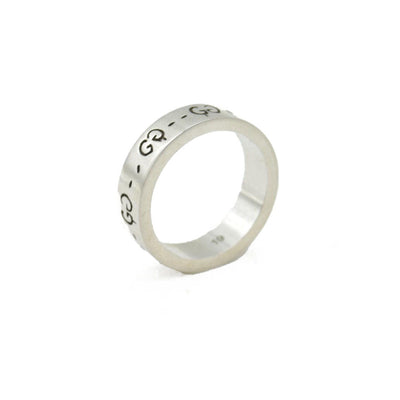 Gucci Sterling Silver Narrow GucciGhost Hamlet Skull Ring 19 CONSIGNMENT