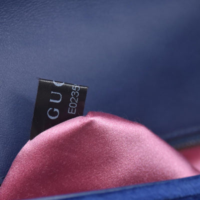 $2850 Gucci Velvet Matelasse Small GG Marmont Shoulder Bag Cobalt Blue CONSIGNMENT