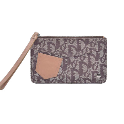 $350 Christian Dior Diorissimo Trotter Canvas Wristlet Brown Beige CONSIGNMENT