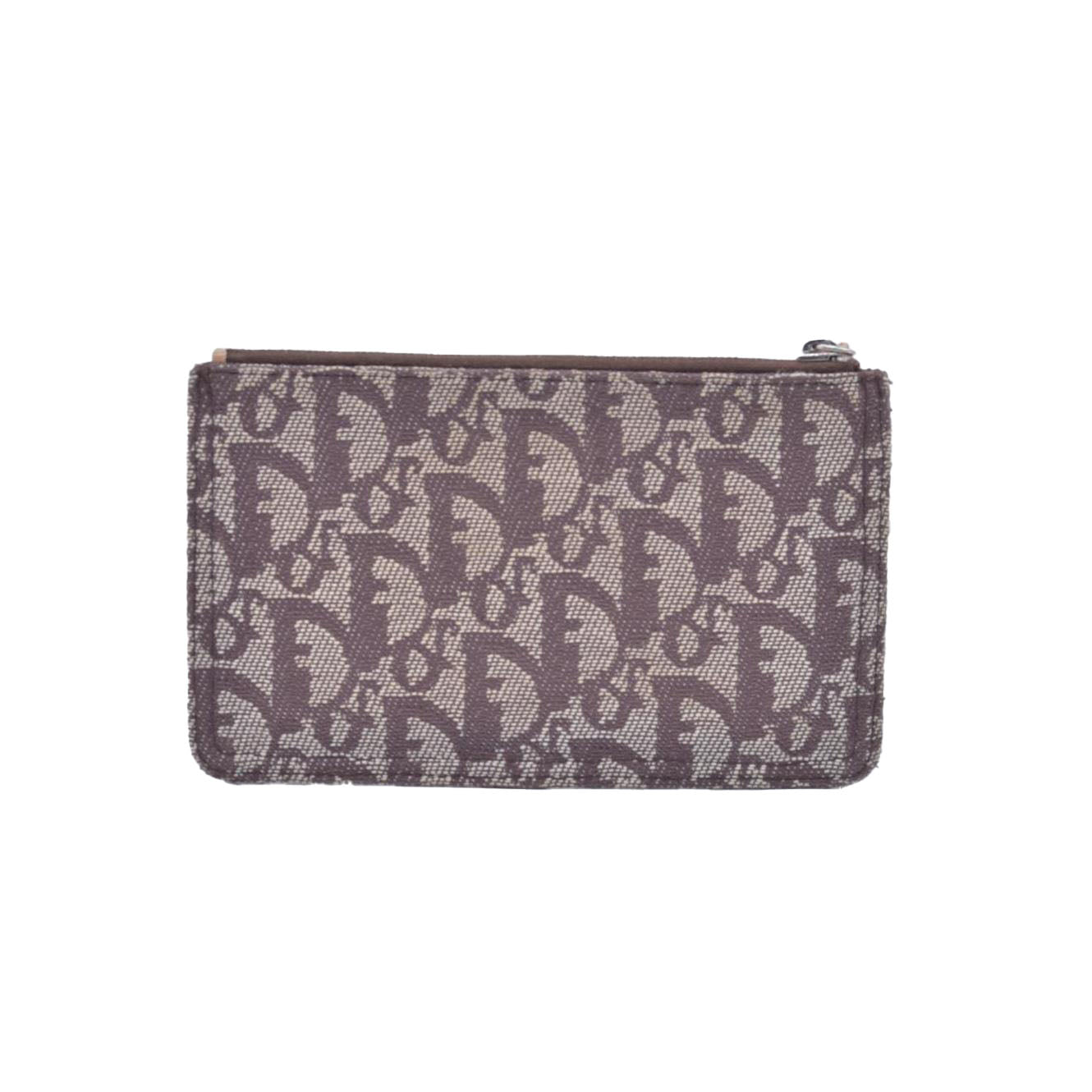 $350 Christian Dior Diorissimo Trotter Canvas Wristlet Brown Beige CONSIGNMENT