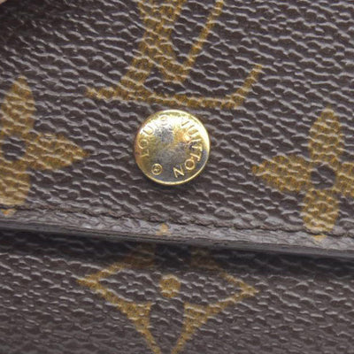 AUCTION $430 Louis Vuitton Monogram Porte Monnaie Plat Coin Purse Wallet Brown