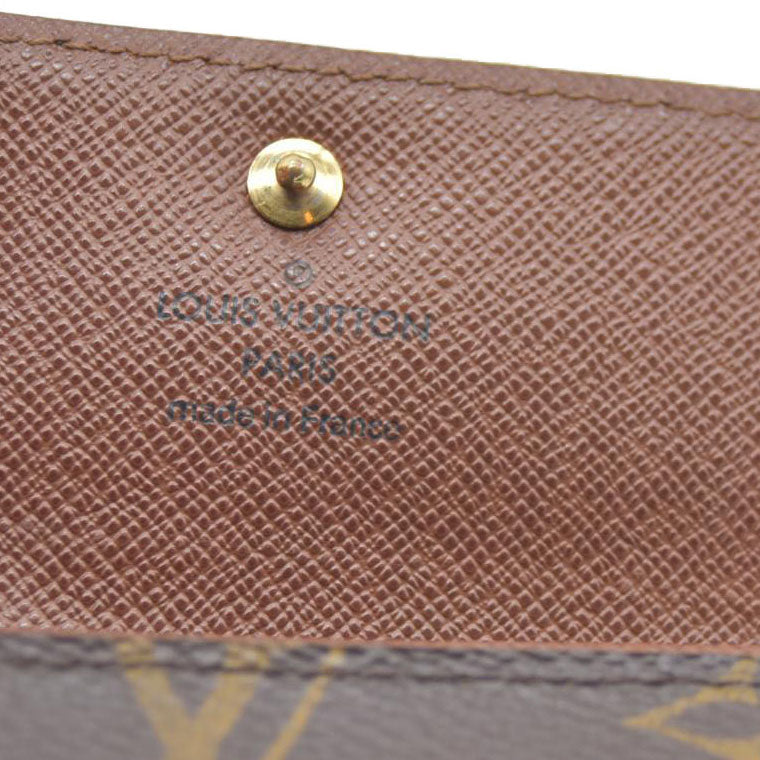 AUCTION $430 Louis Vuitton Monogram Porte Monnaie Plat Coin Purse Wallet Brown