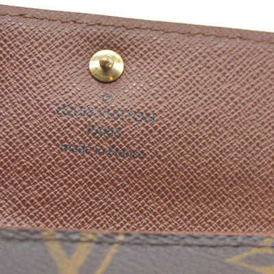 AUCTION $430 Louis Vuitton Monogram Porte Monnaie Plat Coin Purse Wallet Brown