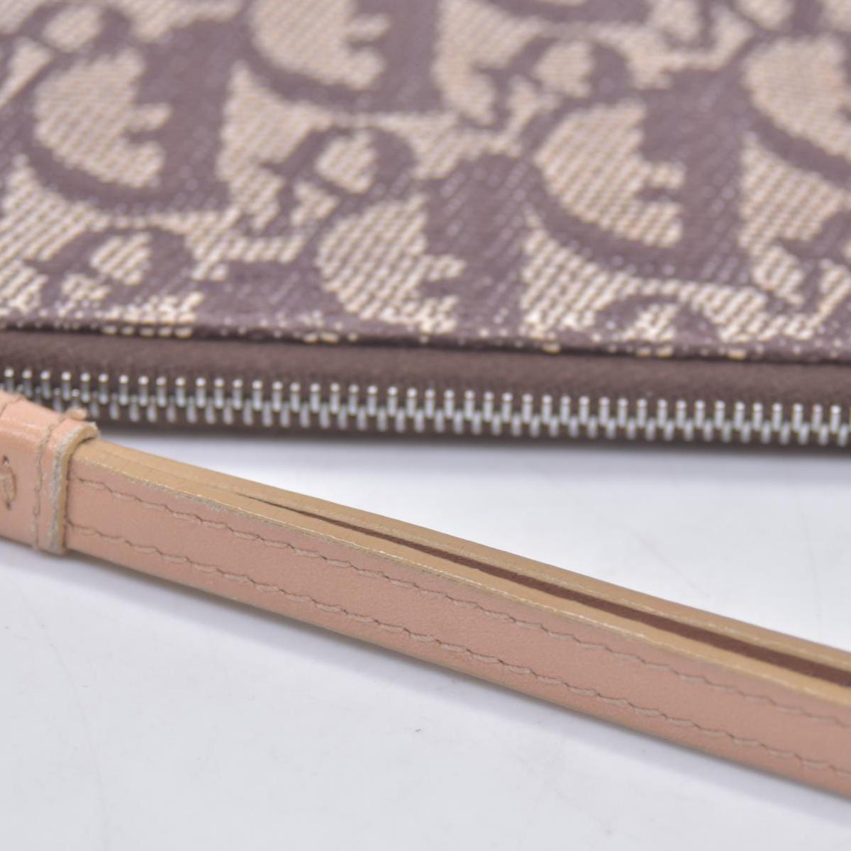 $350 Christian Dior Diorissimo Trotter Canvas Wristlet Brown Beige CONSIGNMENT