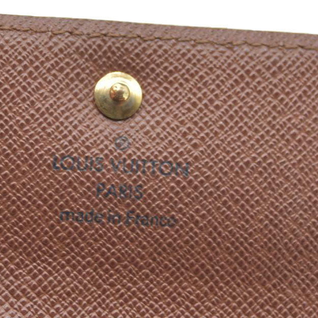 AUCTION $430 Louis Vuitton Monogram Porte Monnaie Plat Coin Purse Wallet Brown