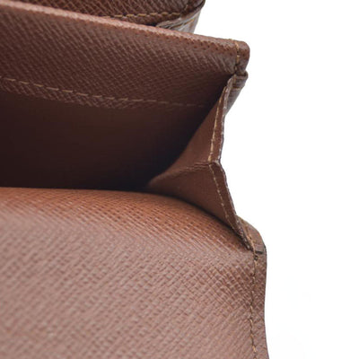 AUCTION $430 Louis Vuitton Monogram Porte Monnaie Plat Coin Purse Wallet Brown