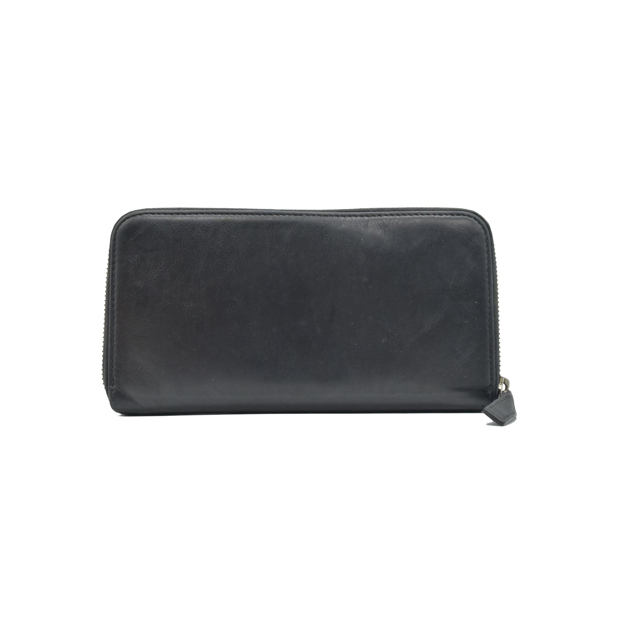 $840 BVLGARI ‘S.BULGARI’ ZIP AROUND WALLET BLACK CONSIGNMENT