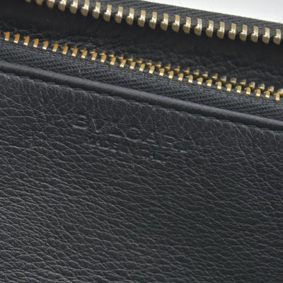 $840 BVLGARI ‘S.BULGARI’ ZIP AROUND WALLET BLACK CONSIGNMENT