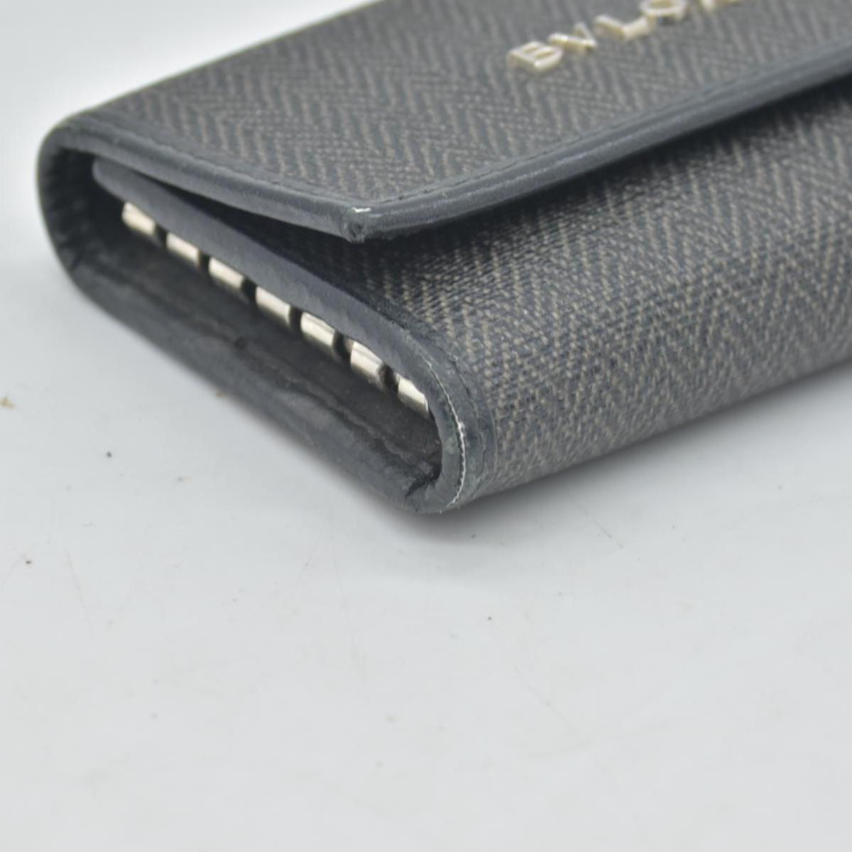BVLGARI Weekend Gray PVC Black Leather 6 Pics Key Cases CONSIGNMENT