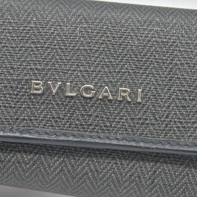 BVLGARI Weekend Gray PVC Black Leather 6 Pics Key Cases CONSIGNMENT